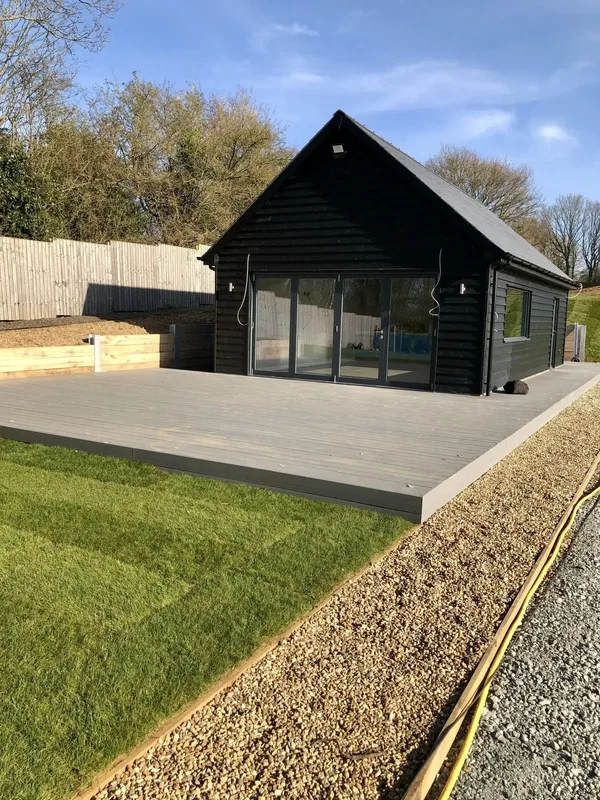 Outbuilding with Planet 14 landscape