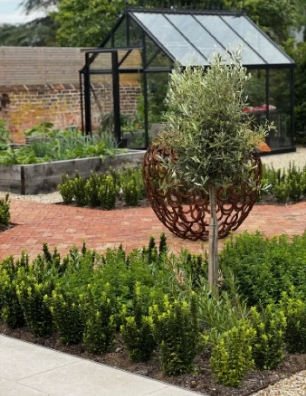 Landscaped Garden With Greenhouse